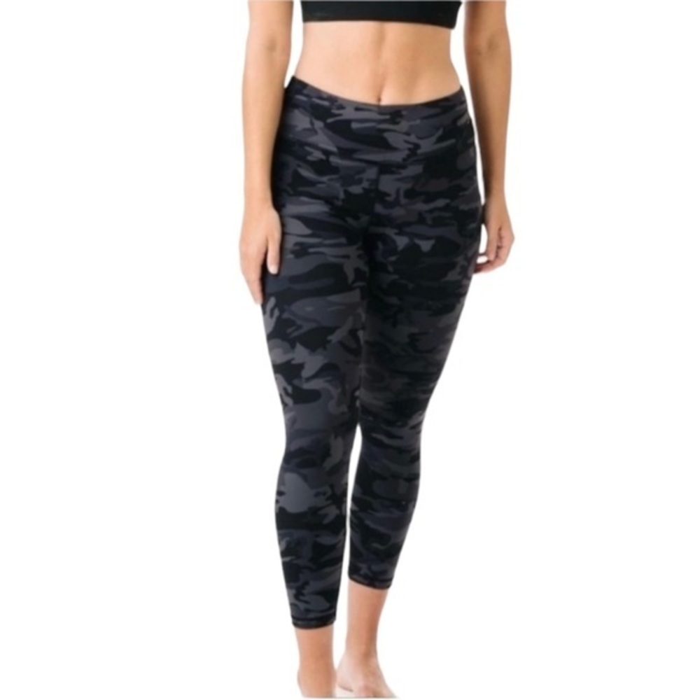 Zyia Active Womens Blue Gray Camo Soft N Snug Mid Rise Leggings Size 4